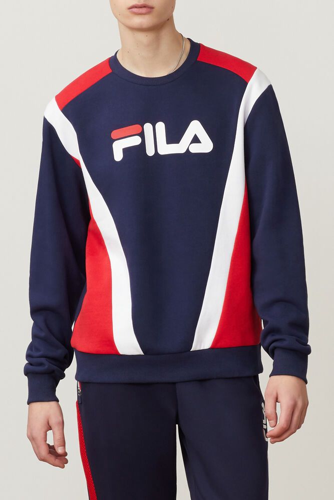 Fila Juda Crew Navy Sweatshirt Mens - NZ 97861-SDUN